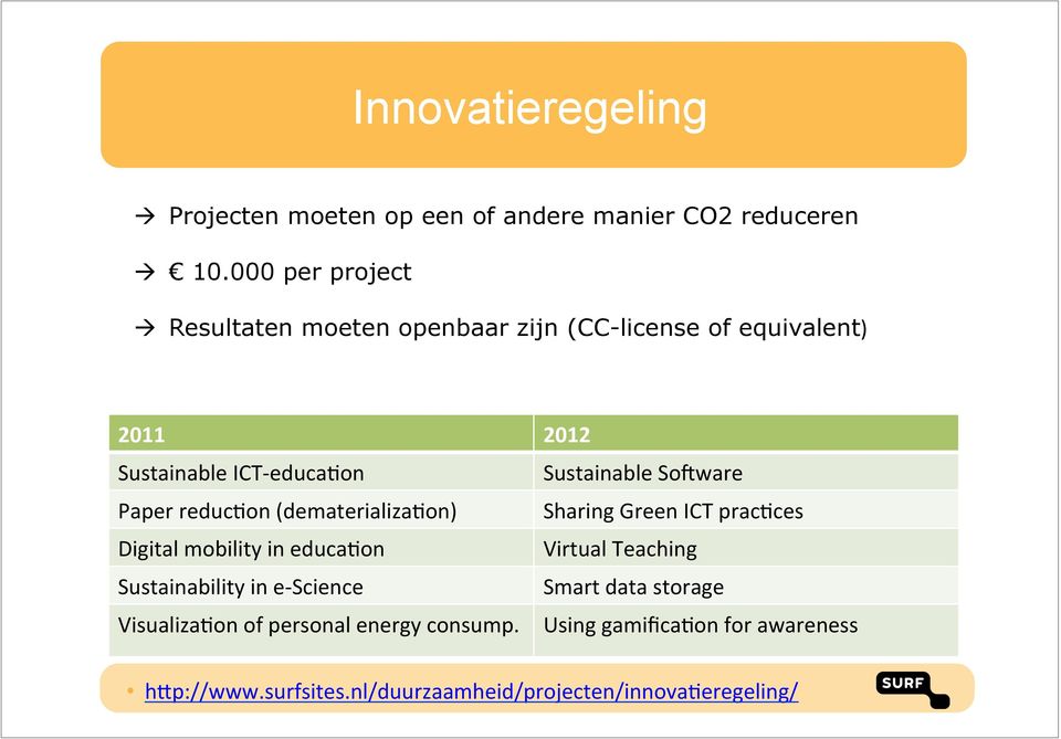 SustainableSoiware PaperreducAondematerializaAon) SharingGreenICTpracAces DigitalmobilityineducaAon VirtualTeaching