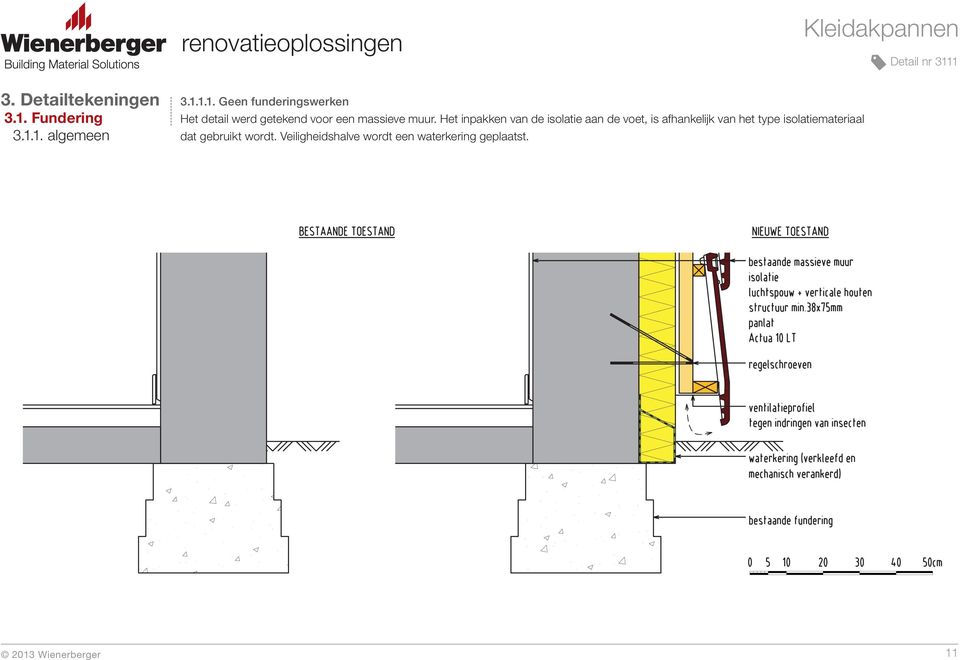 detail werd getekend voor een massieve muur.