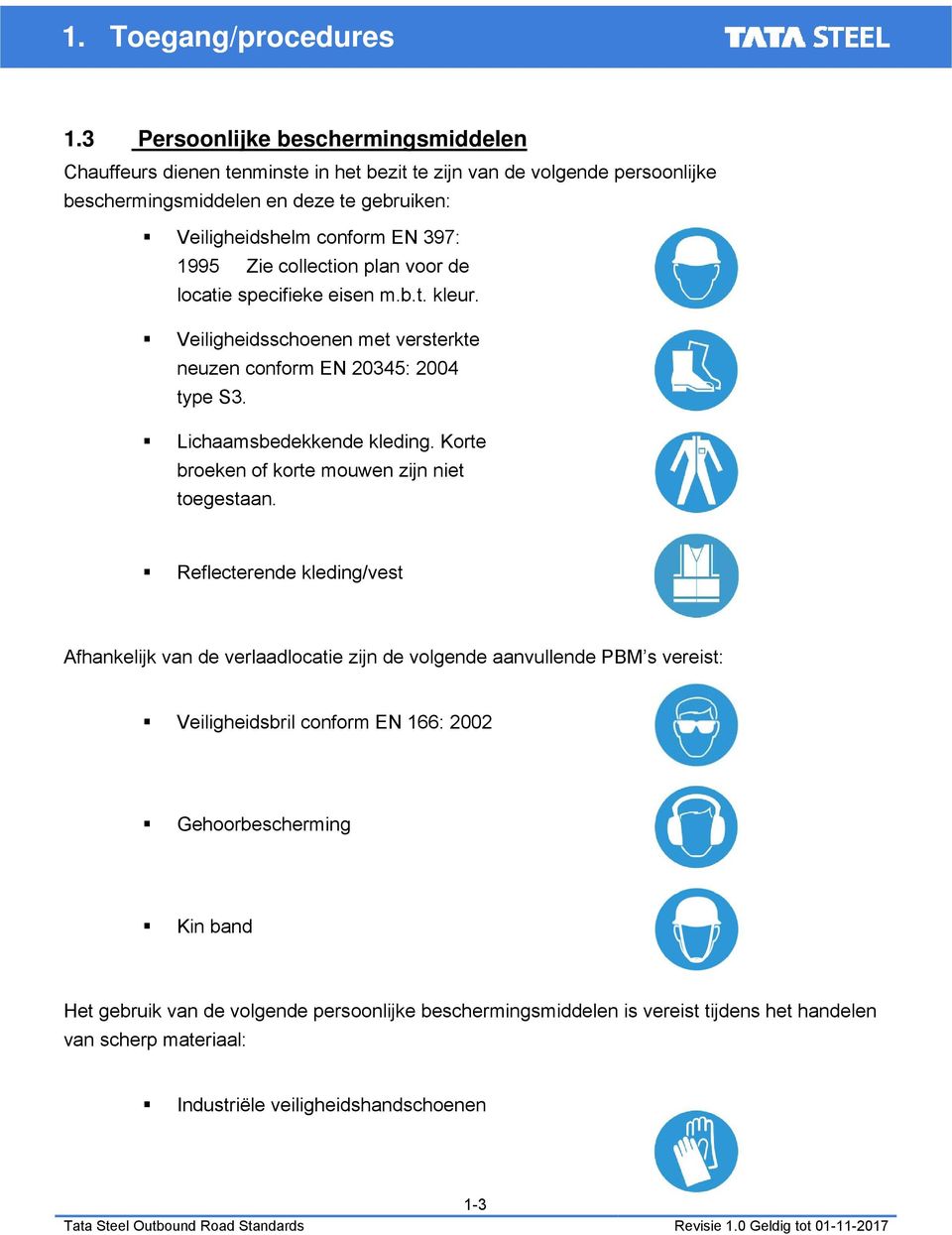 1995 Zie collection plan voor de locatie specifieke eisen m.b.t. kleur. Veiligheidsschoenen met versterkte neuzen conform EN 20345: 2004 type S3. Lichaamsbedekkende kleding.