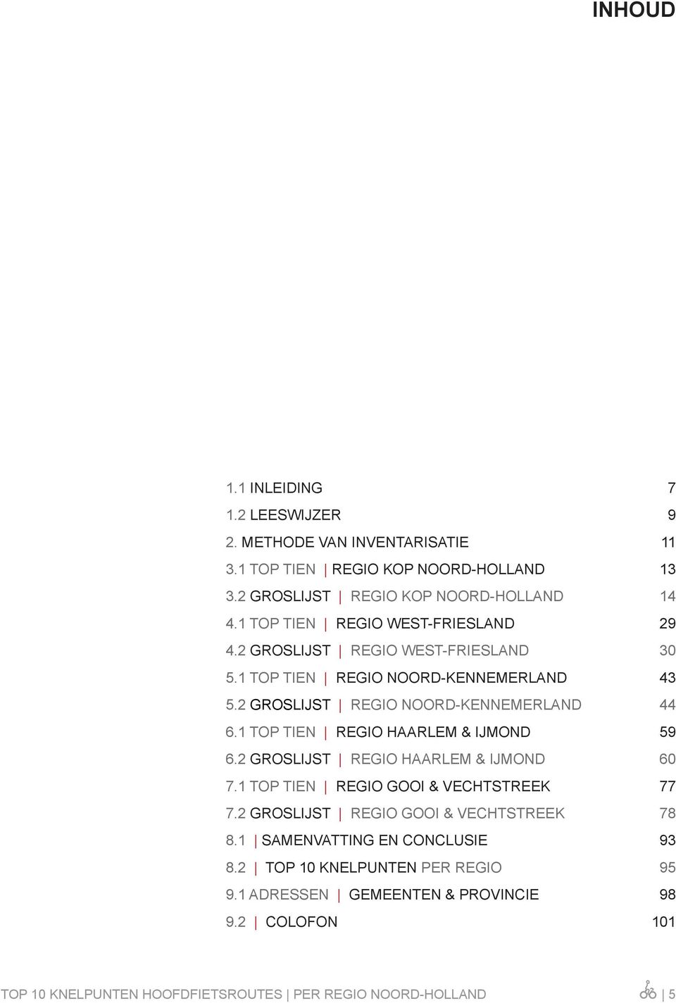 GROSLIJST REGIO NOORD-KENNEMERLAND 4 6. TOP TIEN REGIO HAARLEM & IJMOND 6. GROSLIJST REGIO HAARLEM & IJMOND 60 7.