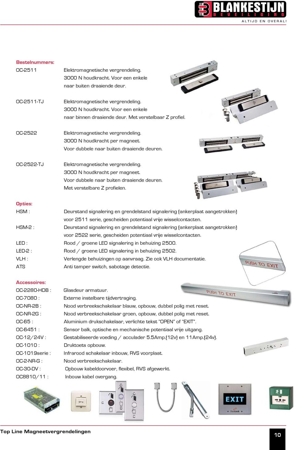 Opties: HSM : Deurstand signalering en grendelstand signalering (ankerplaat aangetrokken) voor 2511 serie, gescheiden potentiaal vrije wisselcontacten.