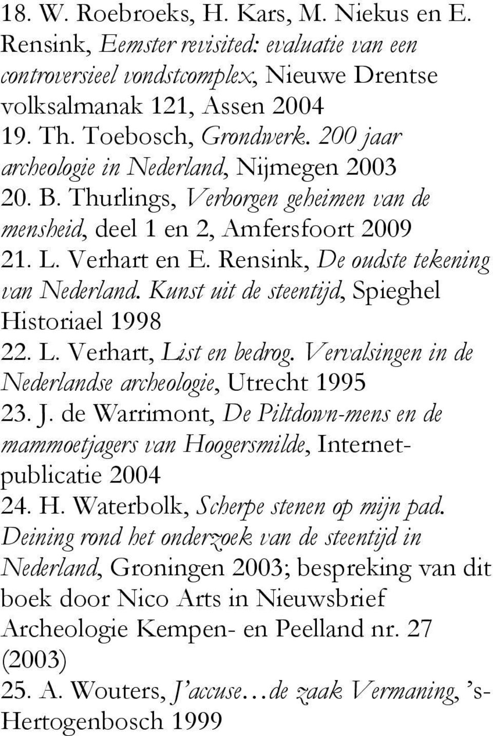 Kunst uit de steentijd, Spieghel Historiael 1998 22. L. Verhart, List en bedrog. Vervalsingen in de Nederlandse archeologie, Utrecht 1995 23. J.