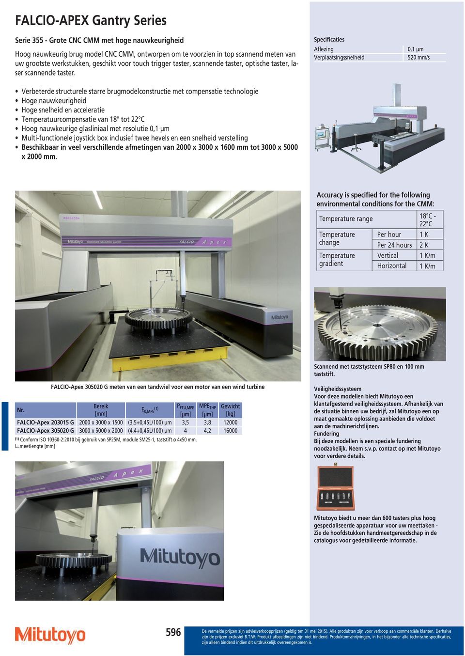 Specificaties Aflezing 0,1 µm Verplaatsingssnelheid 520 mm/s Verbeterde structurele starre brugmodelconstructie met compensatie technologie Hoge nauwkeurigheid Hoge snelheid en acceleratie