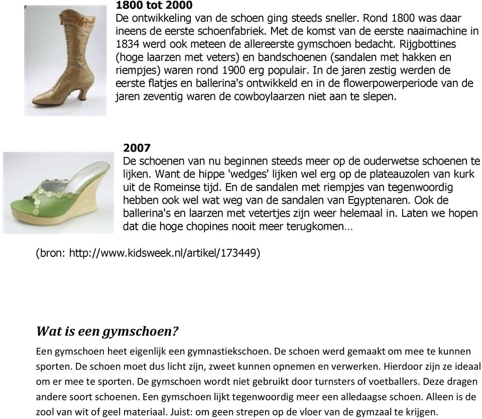 Rijgbottines (hoge laarzen met veters) en bandschoenen (sandalen met hakken en riempjes) waren rond 1900 erg populair.