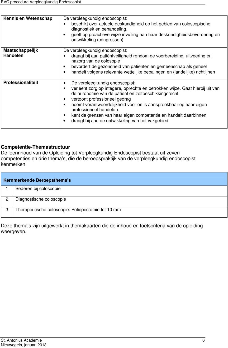 geeft op proactieve wijze invulling aan haar deskundigheidsbevordering en ontwikkeling (congressen) De verpleegkundig endoscopist: draagt bij aan patiëntveiligheid rondom de voorbereiding, uitvoering