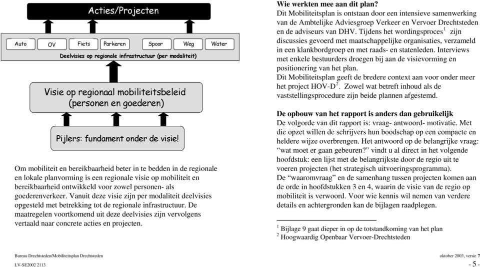 Vanuit deze visie zijn per modaliteit deelvisies opgesteld met betrekking tot de regionale infrastructuur.