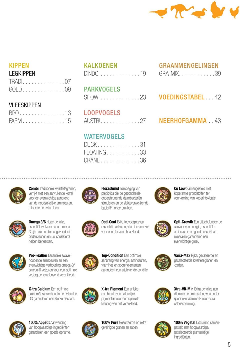 ........... 36 Combi Traditionele kwaliteitsgranen, verrijkt met een aanvullende korrel voor de evenwichtige aanbreng van de noodzakelijke aminozuren, mineralen en vitaminen.