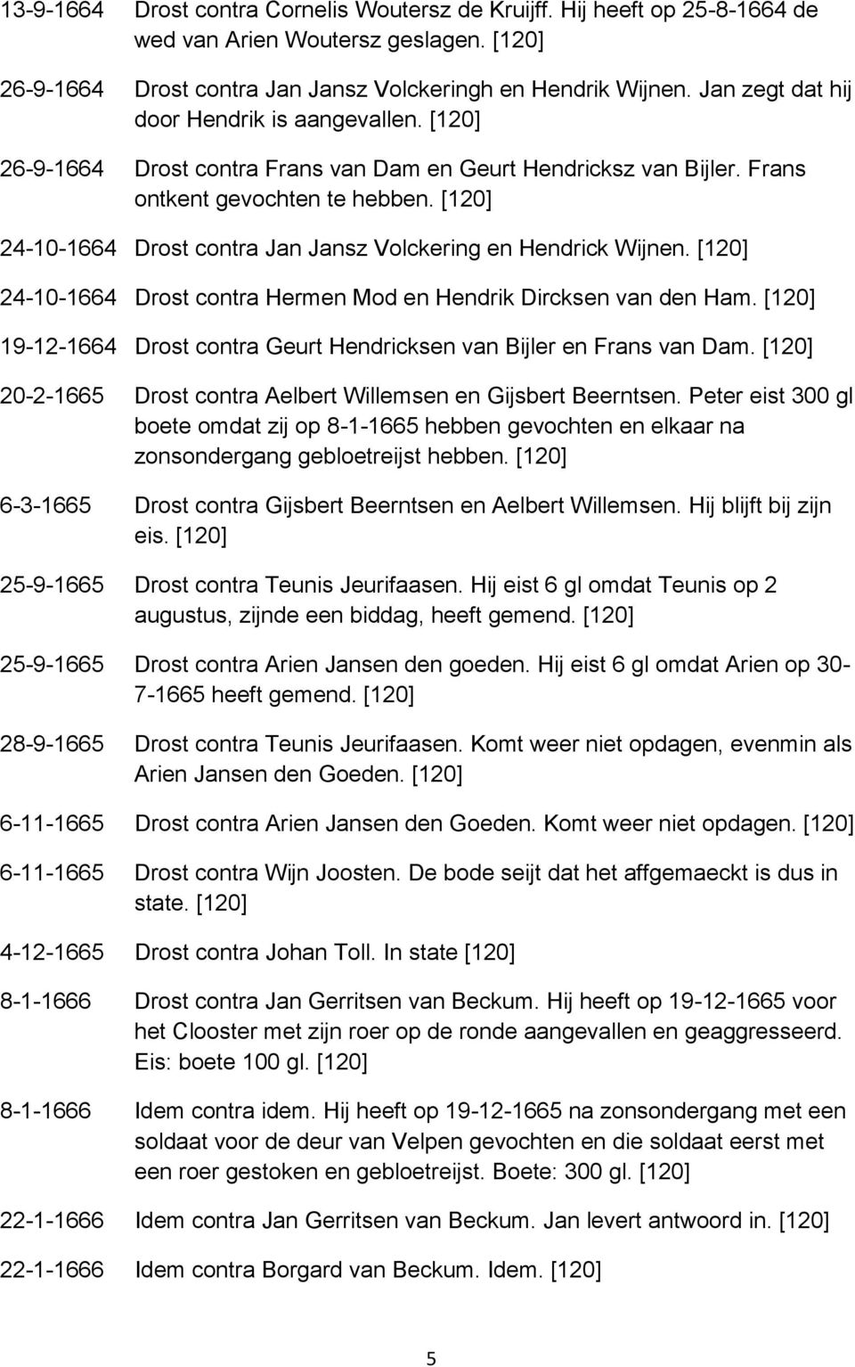 [120] 24-10-1664 Drost contra Jan Jansz Volckering en Hendrick Wijnen. [120] 24-10-1664 Drost contra Hermen Mod en Hendrik Dircksen van den Ham.