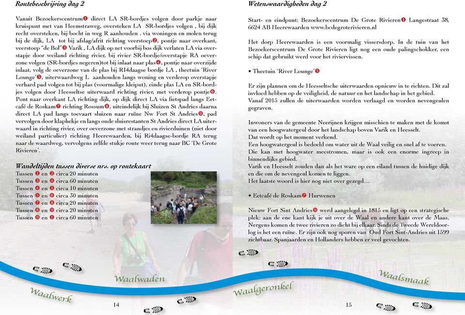 via woningen en molen terug bij de dijk, LA tot bij afslag/afrit richting veerstoepv, pontje naar overkant, veerstoep de Bol w Varik, LA dijk op net voorbij bos dijk verlaten LA via overstapje door