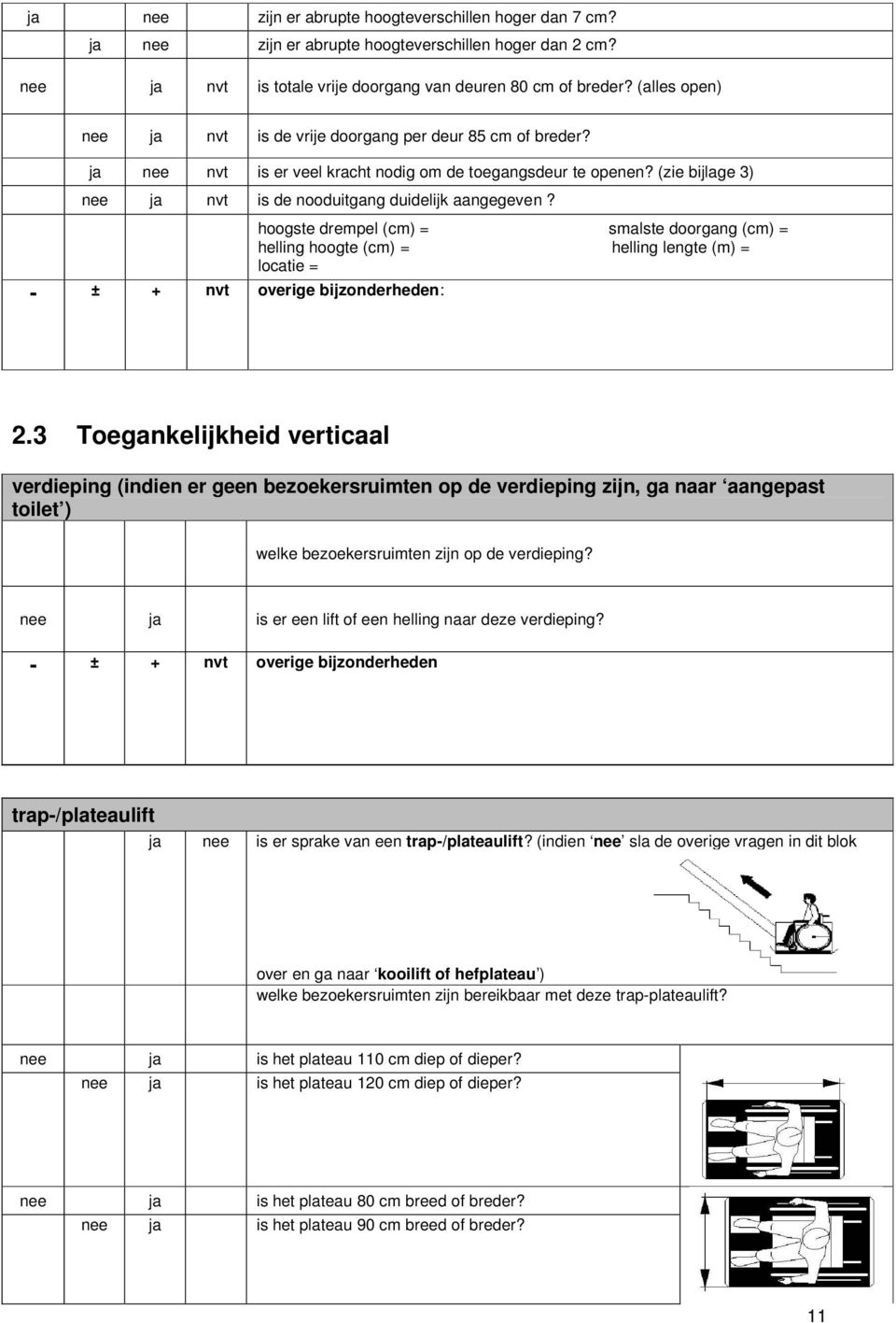 3 Toegankelijkheid verticaal verdieping (indien er geen bezoekersruimten op de verdieping zijn, ga naar aangepast toilet ) welke bezoekersruimten zijn op de verdieping?