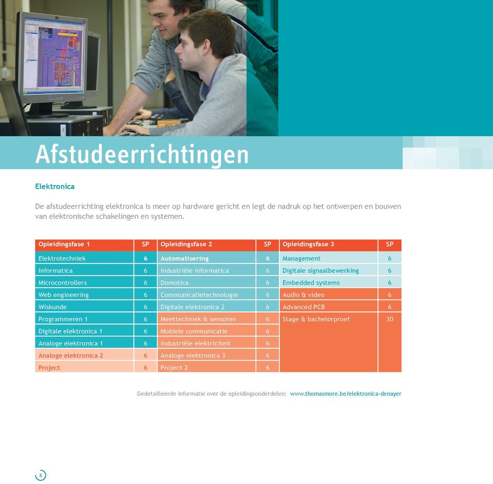 Domotica 6 Embedded systems 6 Web engineering 6 Communicatietechnologie 6 Audio & video 6 Wiskunde 6 Digitale elektronica 2 6 Advanced PCB 6 Programmeren 1 6 Meettechniek & sensoren 6 Stage &