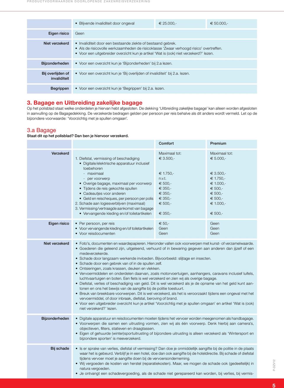 Bagage en Uitbreiding zakelijke bagage Op het polisblad staat welke onderdelen je hiervan hebt afgesloten.