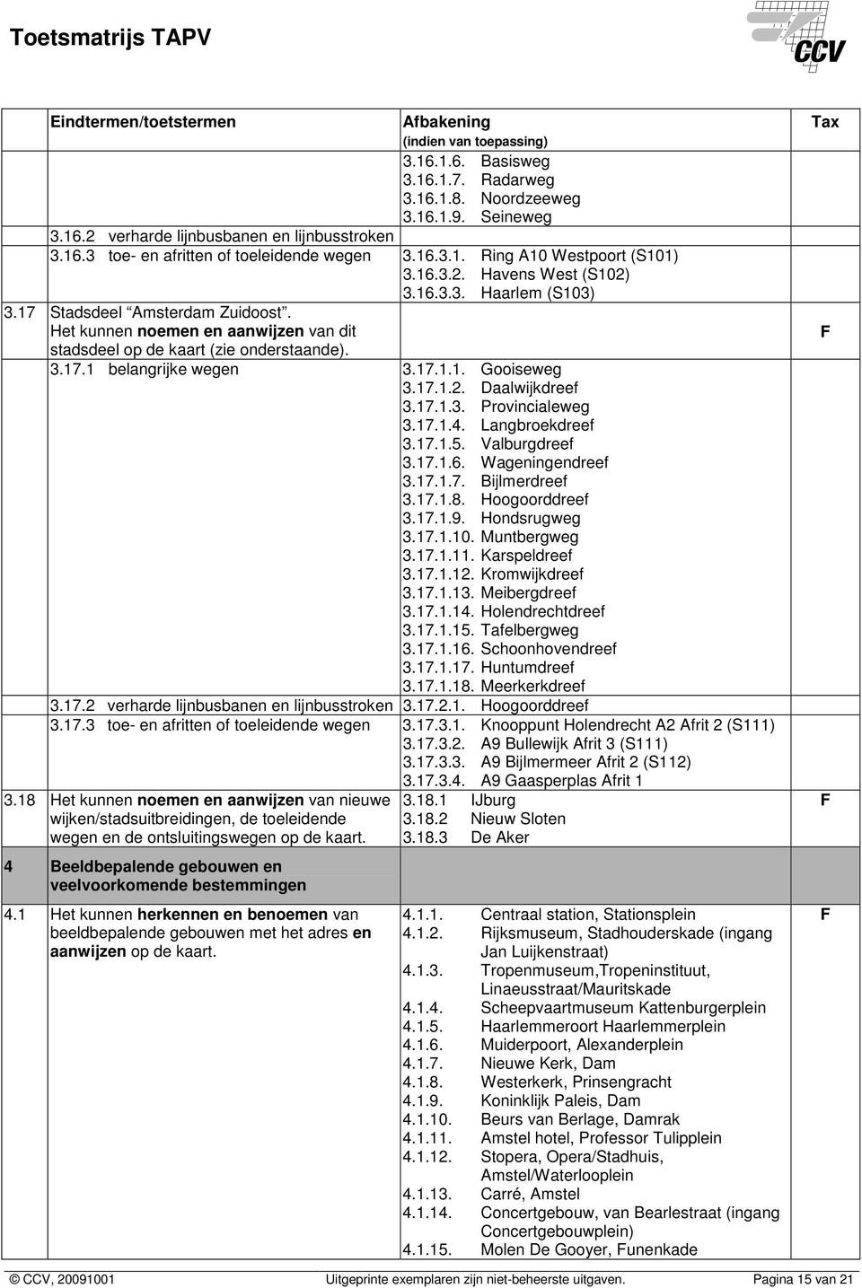 Langbroekdreef 3.17.1.5. Valburgdreef 3.17.1.6. Wageningendreef 3.17.1.7. Bijlmerdreef 3.17.1.8. Hoogoorddreef 3.17.1.9. Hondsrugweg 3.17.1.10. Muntbergweg 3.17.1.11. Karspeldreef 3.17.1.12.