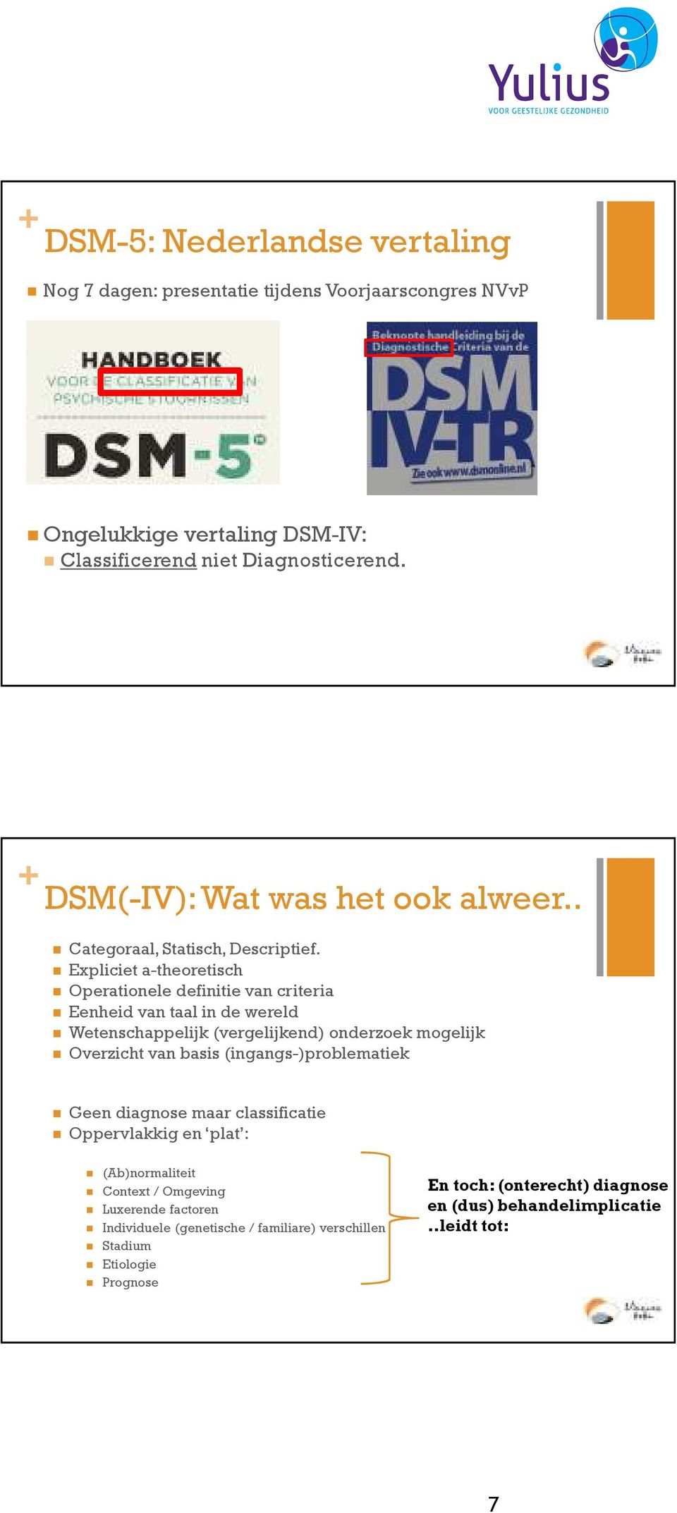 Expliciet a-theoretisch Operationele definitie van criteria Eenheid van taal in de wereld Wetenschappelijk (vergelijkend) onderzoek mogelijk Overzicht van basis