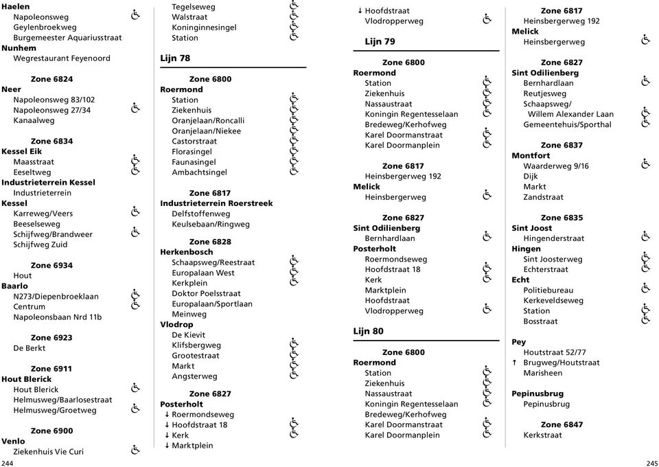 6911 Hout Blerick Hout Blerick Helmusweg/Baarlosestraat Helmusweg/Groetweg Zone 6900 Venlo Vie Curi Tegelseweg Walstraat Koninginnesingel Lijn 78 Castorstraat Florasingel Faunasingel Ambachtsingel
