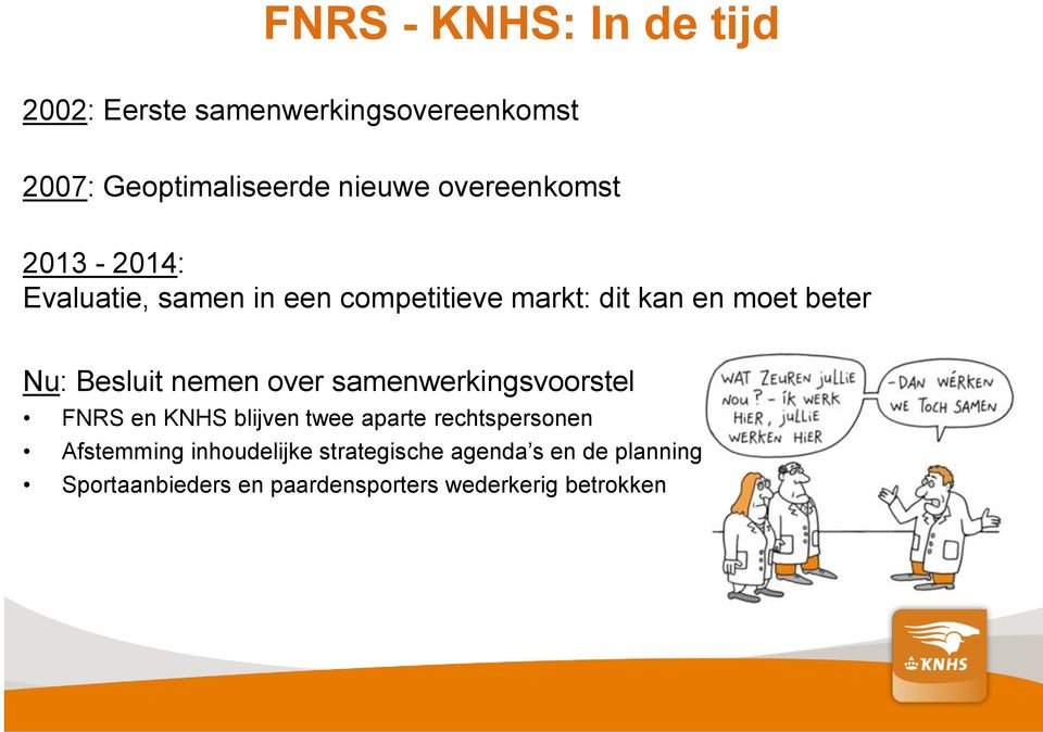 Besluit nemen over samenwerkingsvoorstel FNRS en KNHS blijven twee aparte rechtspersonen