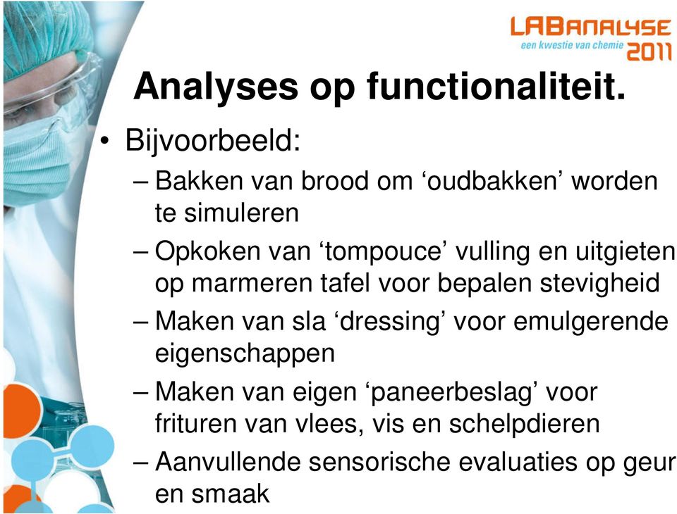 vulling en uitgieten op marmeren tafel voor bepalen stevigheid Maken van sla dressing