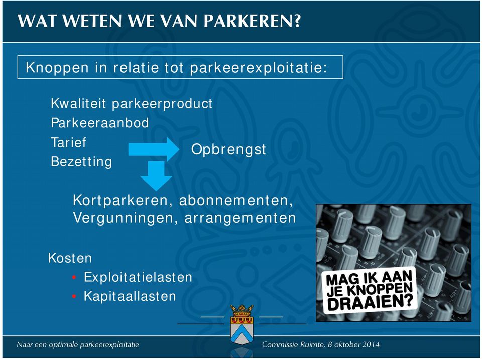 parkeerproduct Parkeeraanbod Tarief Bezetting Opbrengst