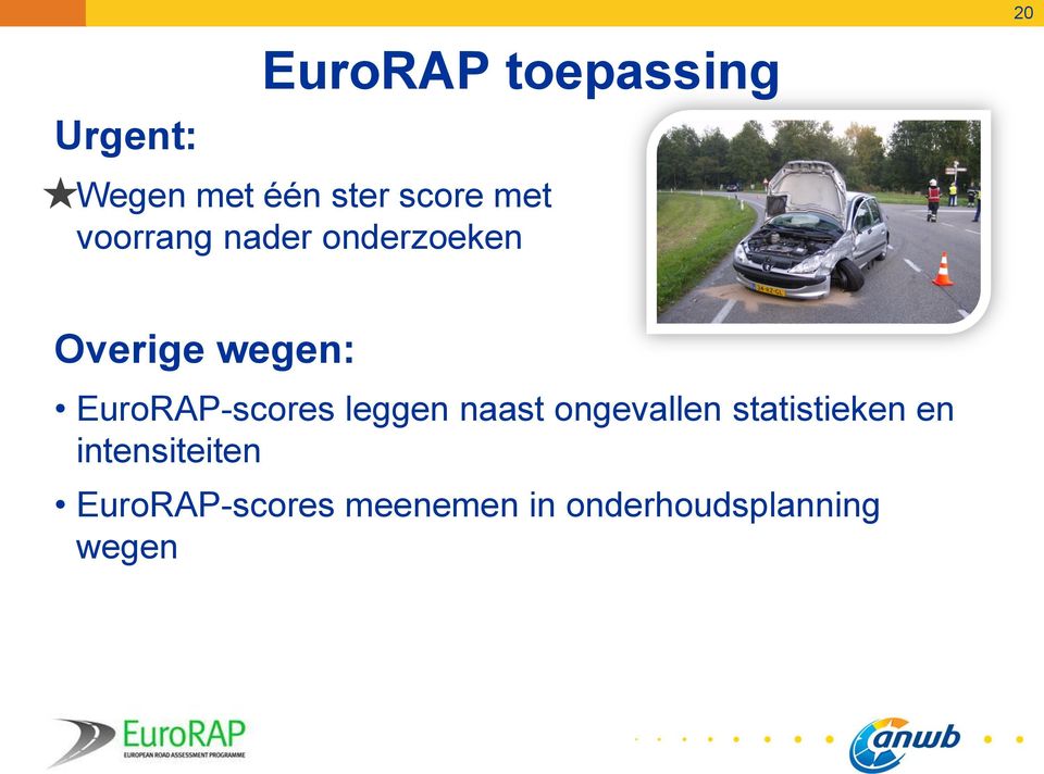EuroRAP-scores leggen naast ongevallen statistieken en