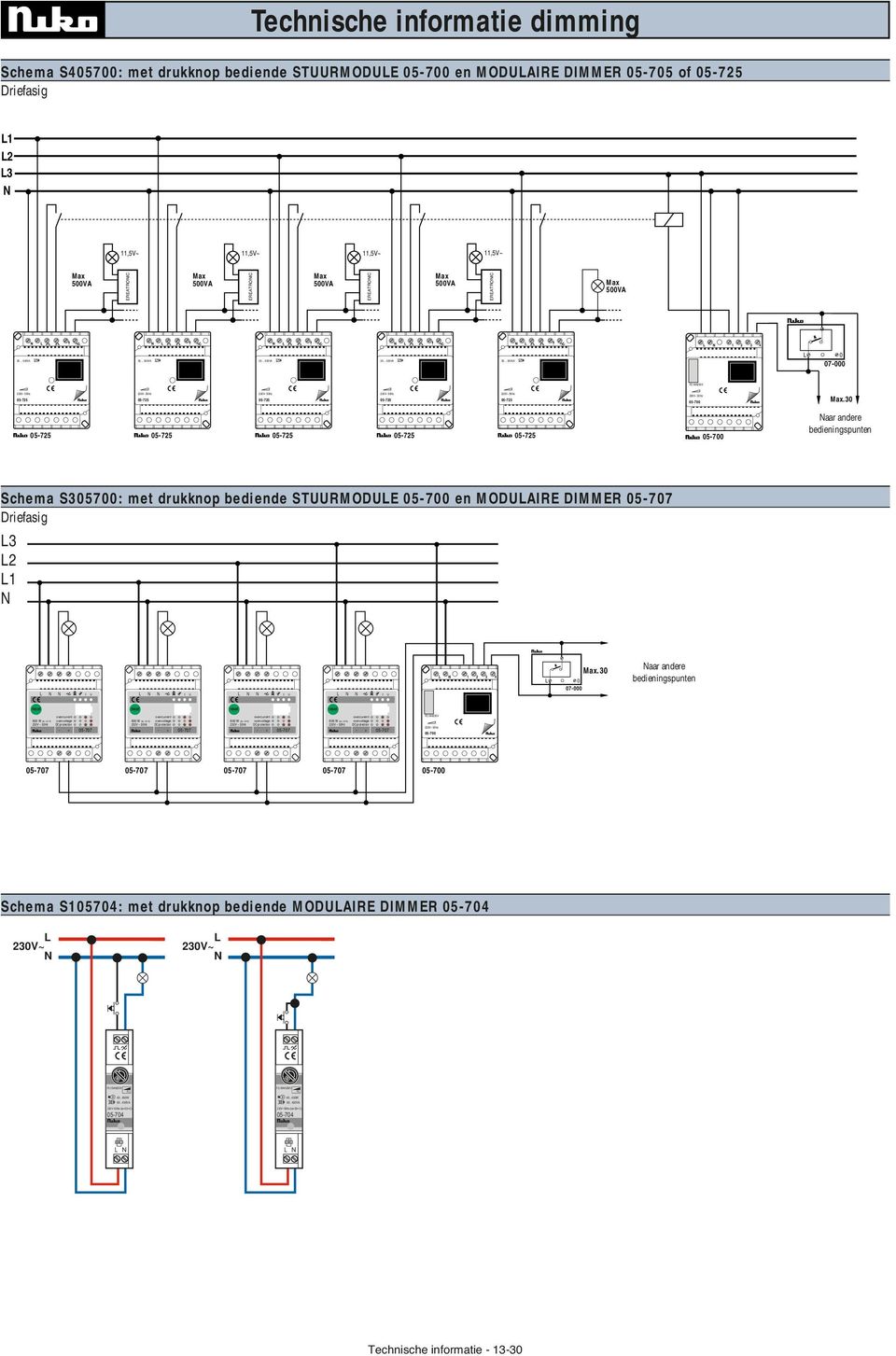 aar andere Schema S: met drukknop bediende STRMODE en MODARE Driefasig.