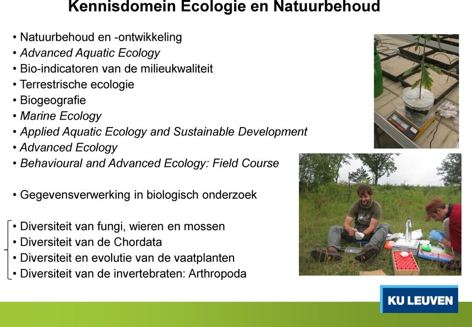 Advanced Ecology Behavioural and Advanced Ecology: Field Course Gegevensverwerking in biologisch onderzoek Diversiteit van