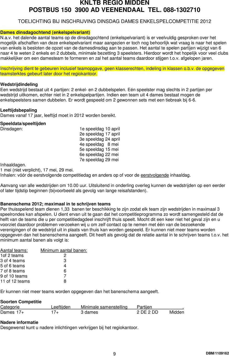 het dalende aantal teams op de dinsdagochtend (enkelspelvariant) is er veelvuldig gesproken over het mogelijk afschaffen van deze enkelspelvariant maar aangezien er toch nog behoorlijk wat vraag is