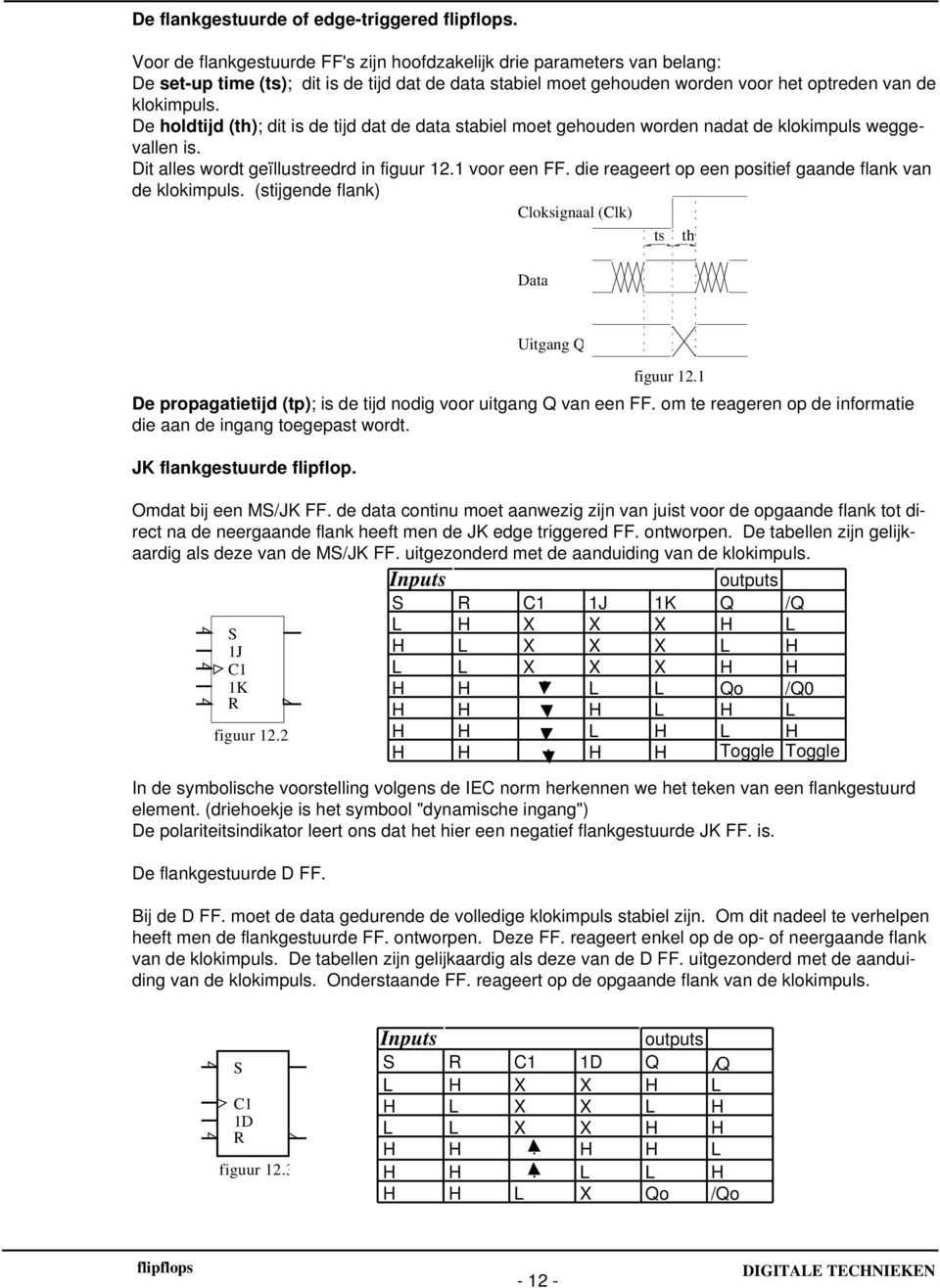 De holdtijd (th); dit is de tijd dat de data stabiel moet gehouden worden nadat de klokimpuls weggevallen is. Dit alles wordt geïllustreedrd in figuur 2. voor een FF.