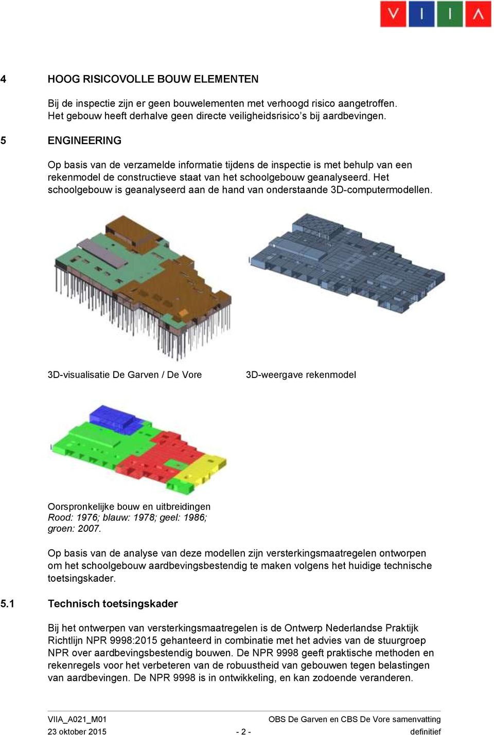 Het schoolgebouw is geanalyseerd aan de hand van onderstaande 3D-computermodellen.