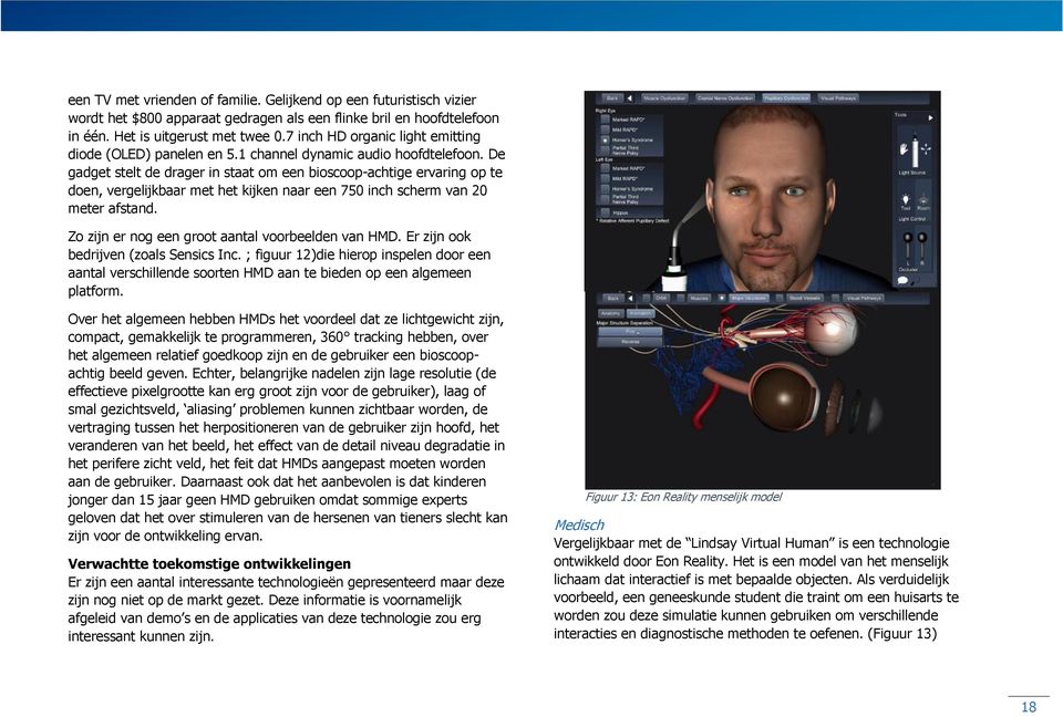 De gadget stelt de drager in staat om een bioscoop-achtige ervaring op te doen, vergelijkbaar met het kijken naar een 750 inch scherm van 20 meter afstand.