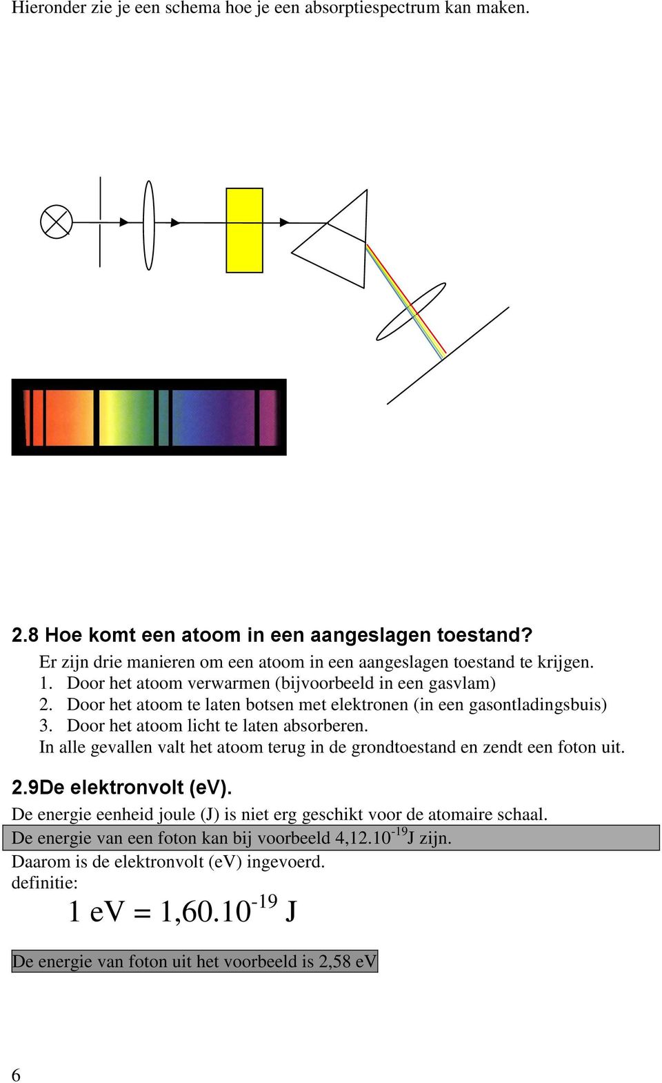 Door het atoom te laten botsen met elektronen (in een gasontladingsbuis) 3. Door het atoom licht te laten absorberen.