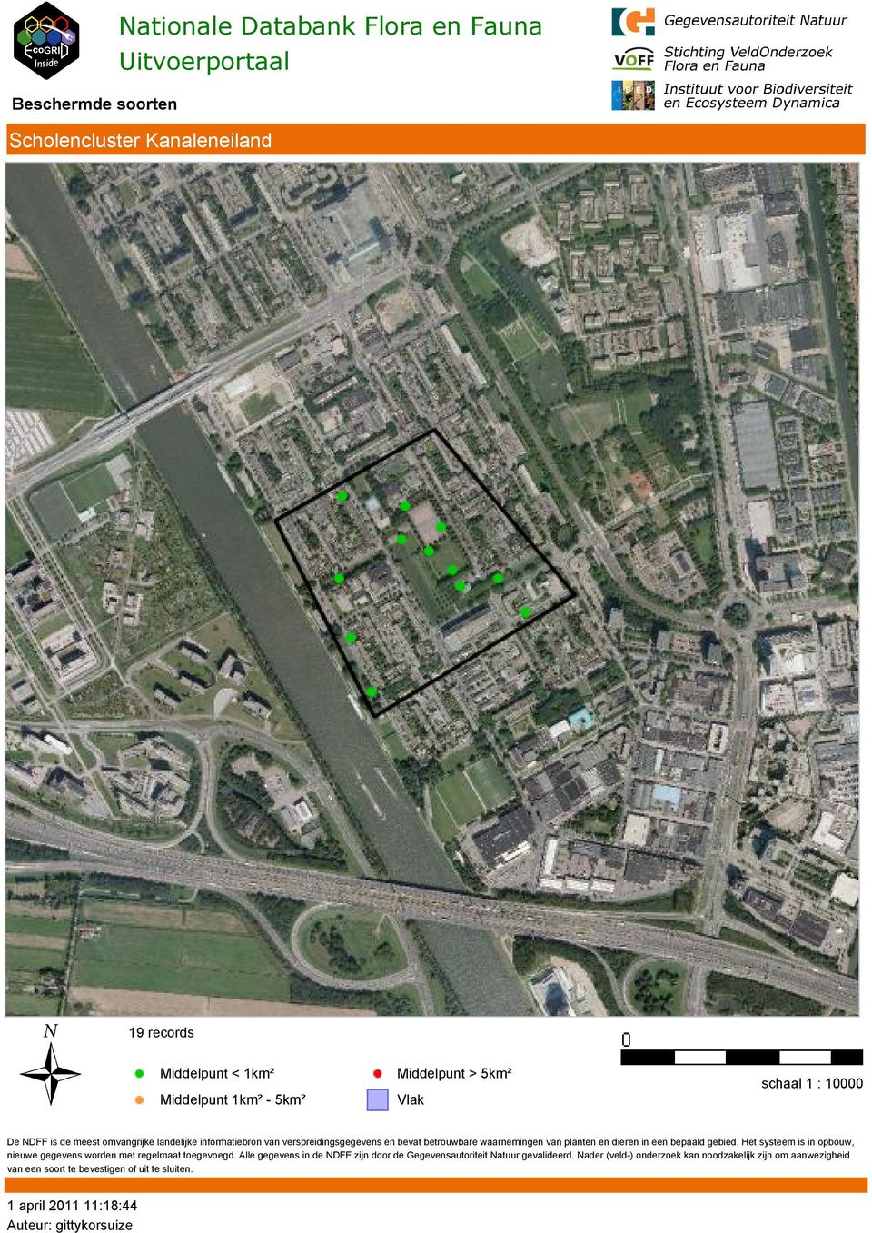 1km² Middelpunt 1km² - 5km² Middelpunt >