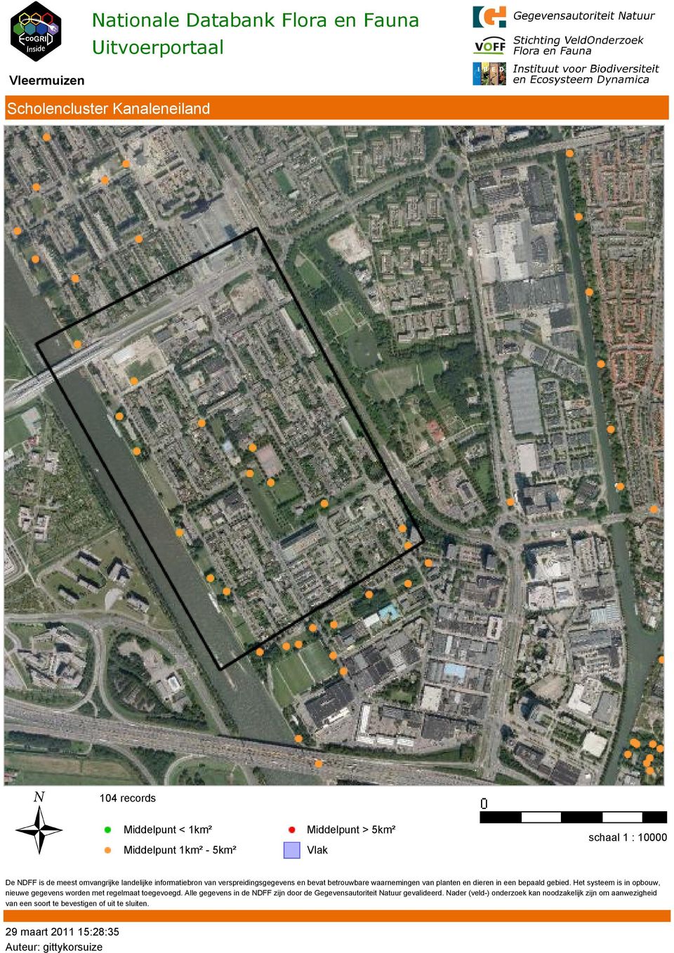 1km² Middelpunt 1km² - 5km² Middelpunt >