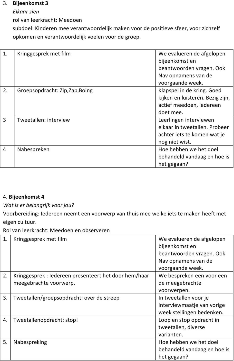 Probeer achter iets te komen wat je nog niet wist. 4 Nabespreken Hoe hebben we het doel behandeld vandaag en hoe is 4. Bijeenkomst 4 Wat is er belangrijk voor jou?