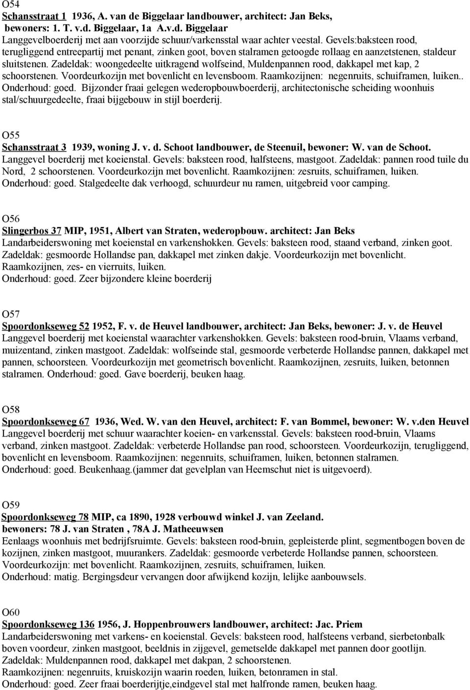 Zadeldak: woongedeelte uitkragend wolfseind, Muldenpannen rood, dakkapel met kap, 2 schoorstenen. Voordeurkozijn met bovenlicht en levensboom. Raamkozijnen: negenruits, schuiframen, luiken.