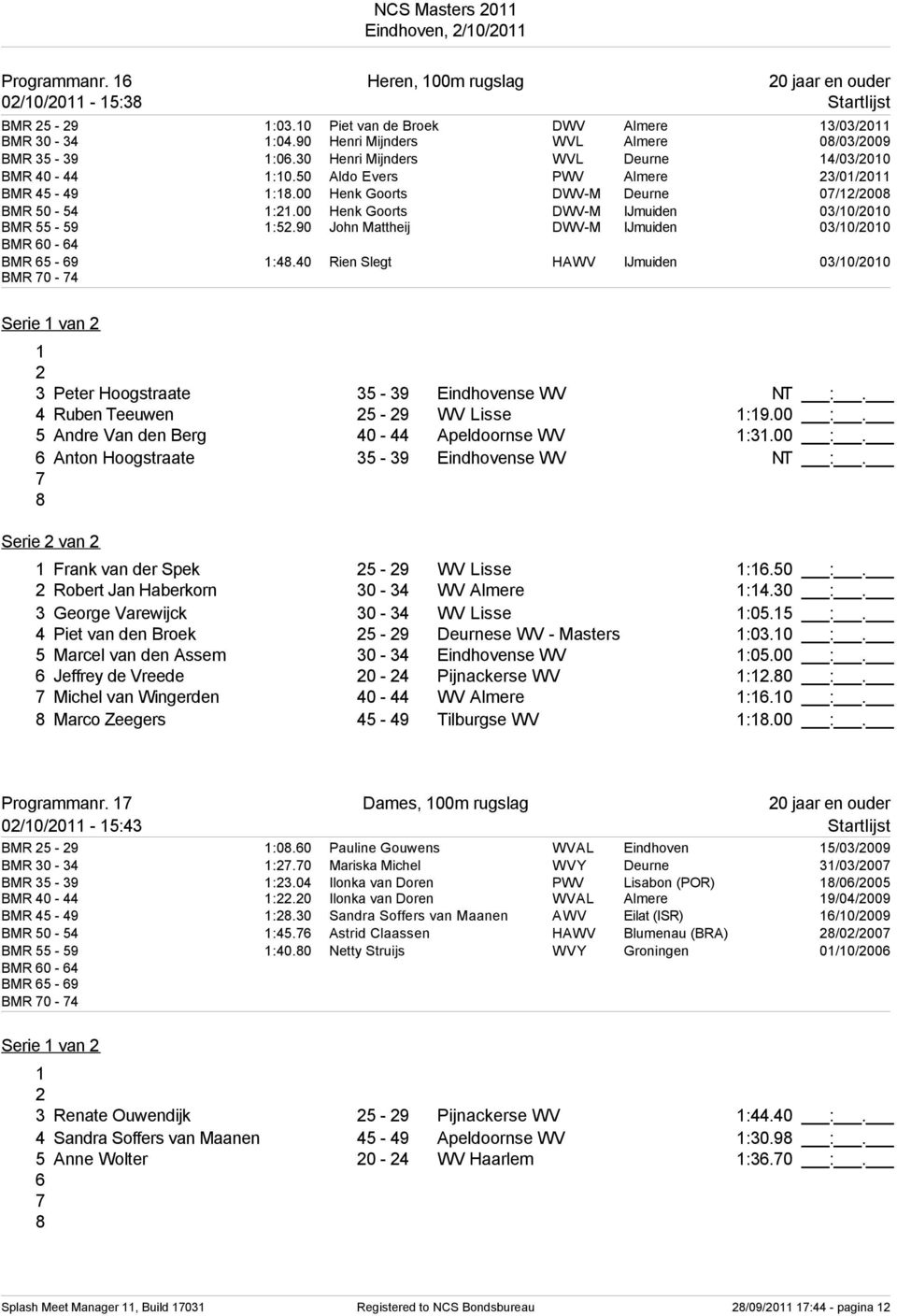 00 Henk Goorts DWV-M IJmuiden 03/0/00 BMR 55-59 :5.90 John Mattheij DWV-M IJmuiden 03/0/00 BMR 0-4 BMR 5-9 :4.