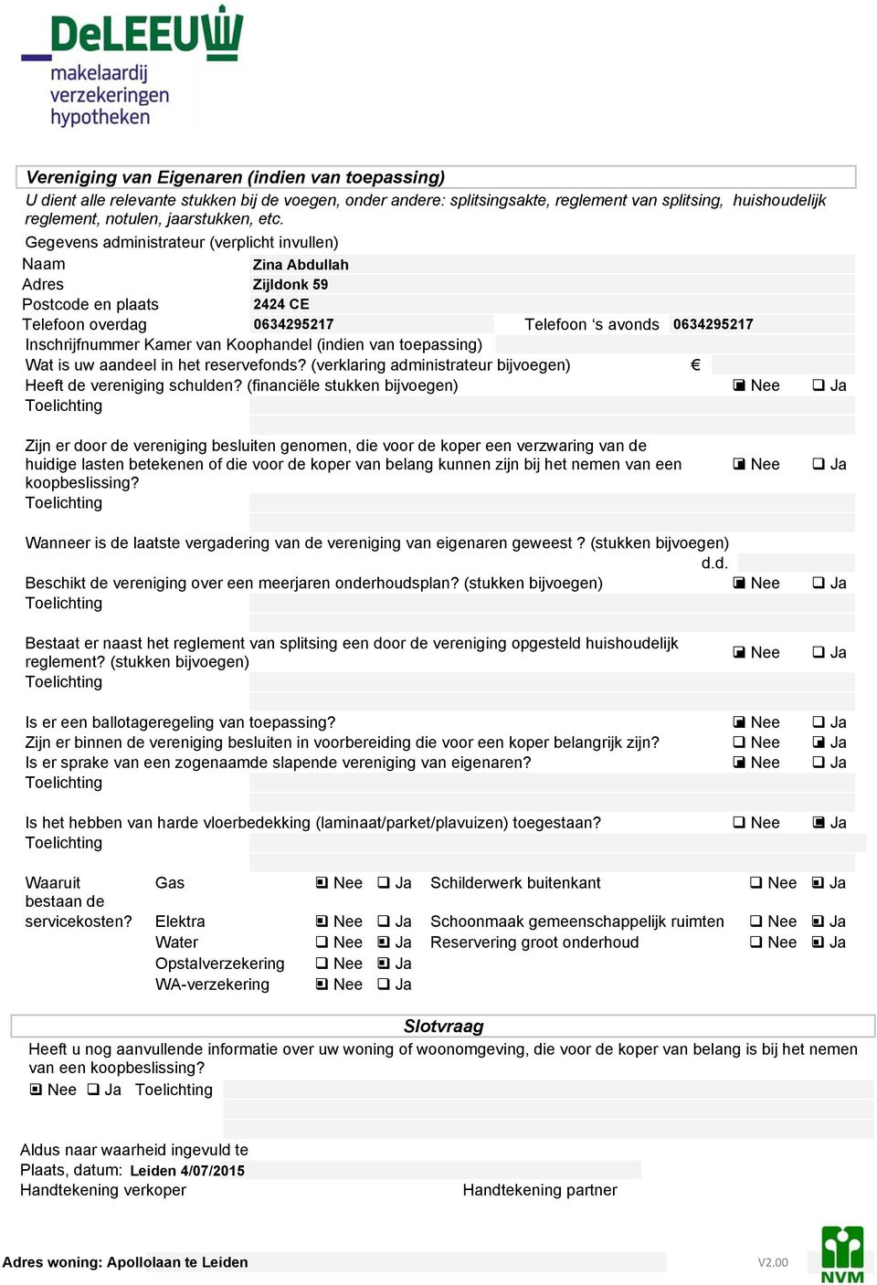 (verklaring administrateur bijvegen) Heeft de vereniging schulden?