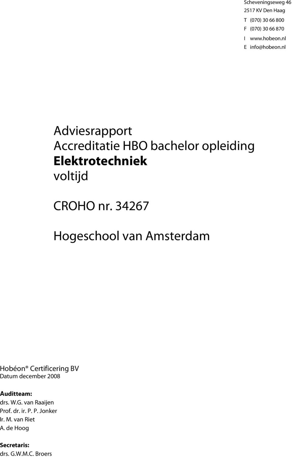 nl Adviesrapport Accreditatie HBO bachelor opleiding Elektrotechniek voltijd CROHO nr.