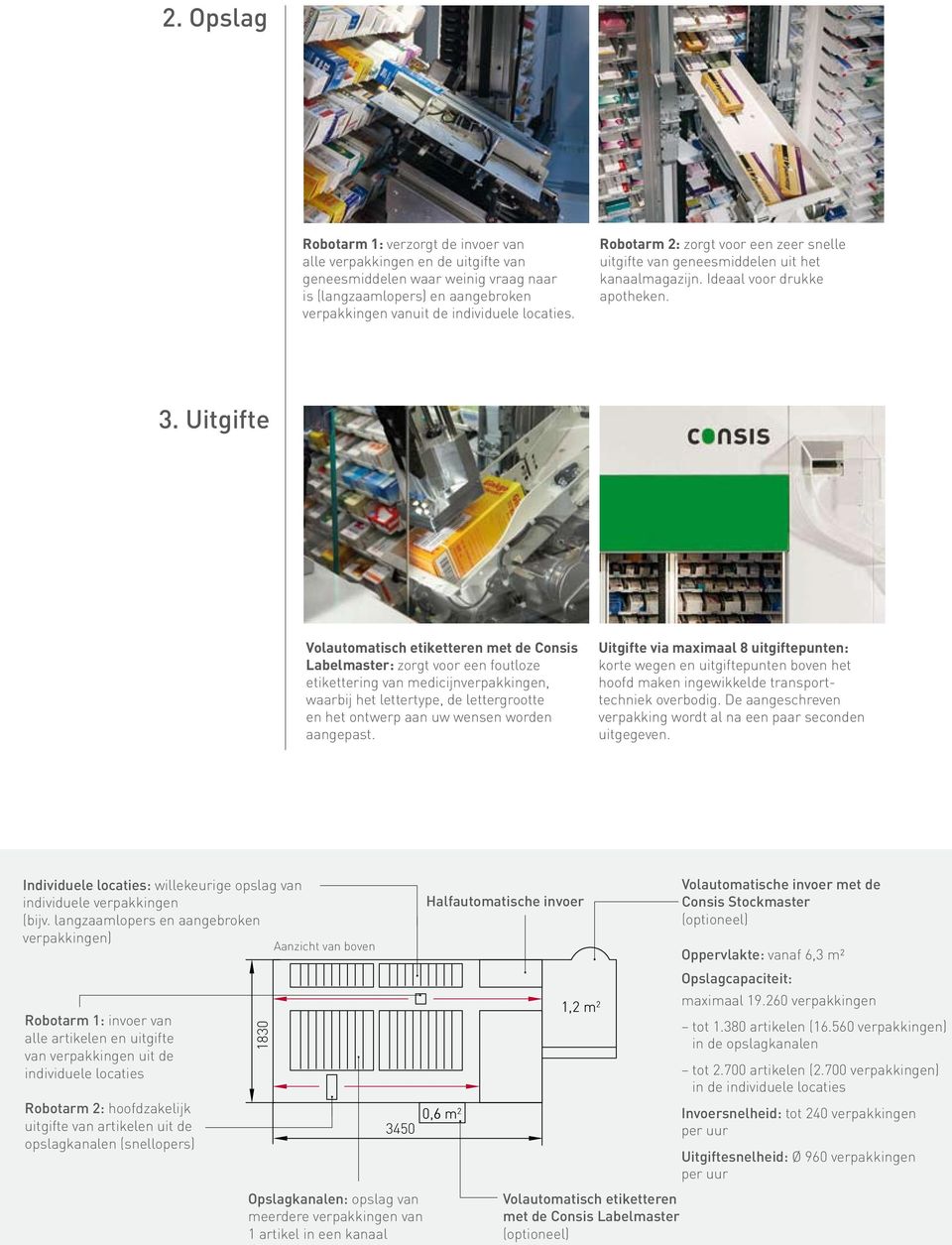 Uitgifte Volautomatisch etiketteren met de Consis Labelmaster: zorgt voor een foutloze etikettering van medicijnverpakkingen, waarbij het lettertype, de lettergrootte en het ontwerp aan uw wensen