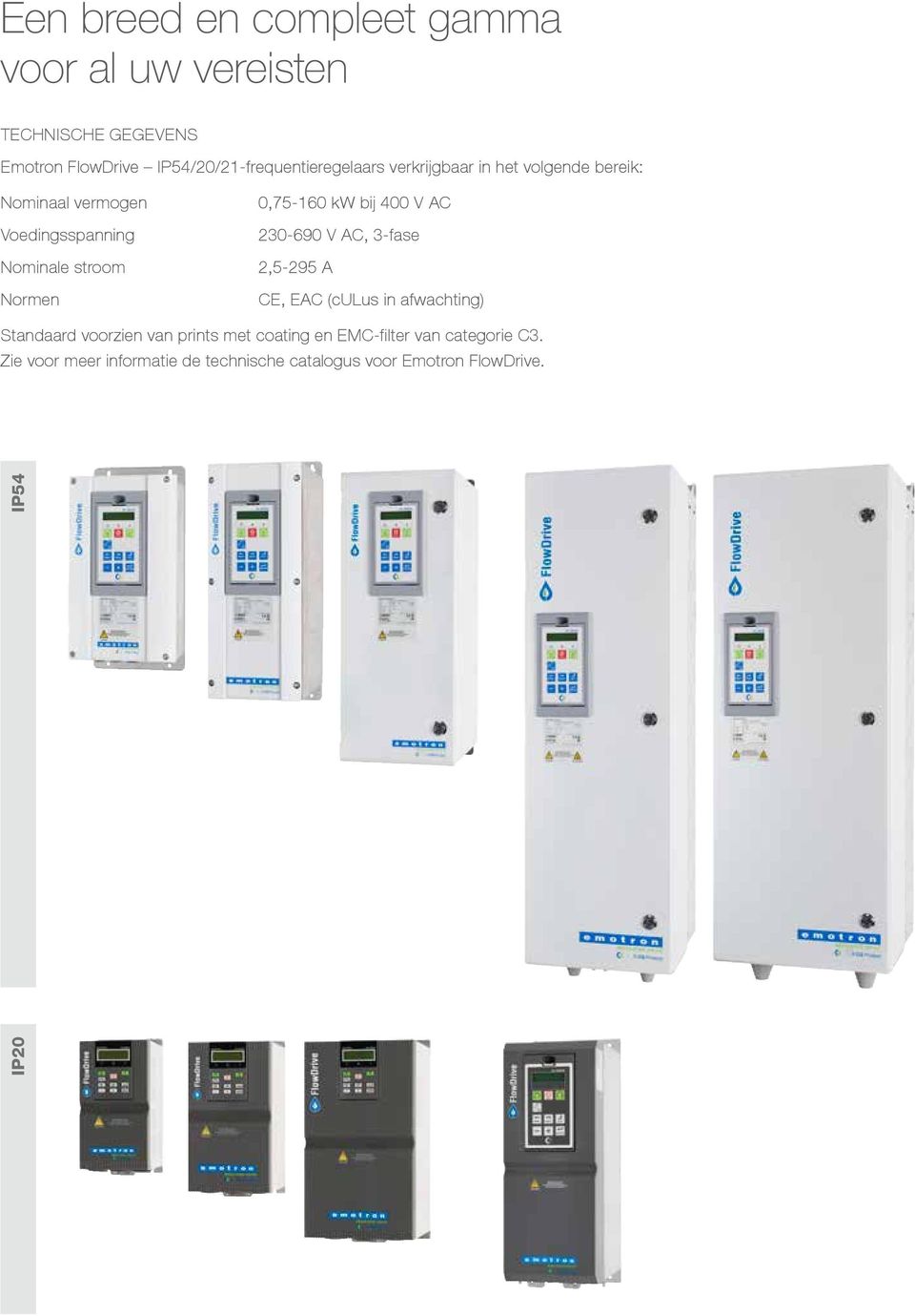 stroom Normen 0,75-160 kw bij 400 V AC 230-690 V AC, 3-fase 2,5-295 A CE, EAC (culus in afwachting) Standaard