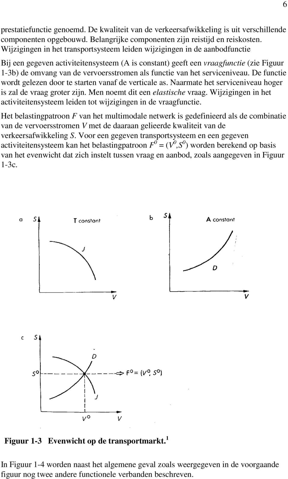 vervoersstromen als functie van het serviceniveau. De functie wordt gelezen door te starten vanaf de verticale as. Naarmate het serviceniveau hoger is zal de vraag groter zijn.