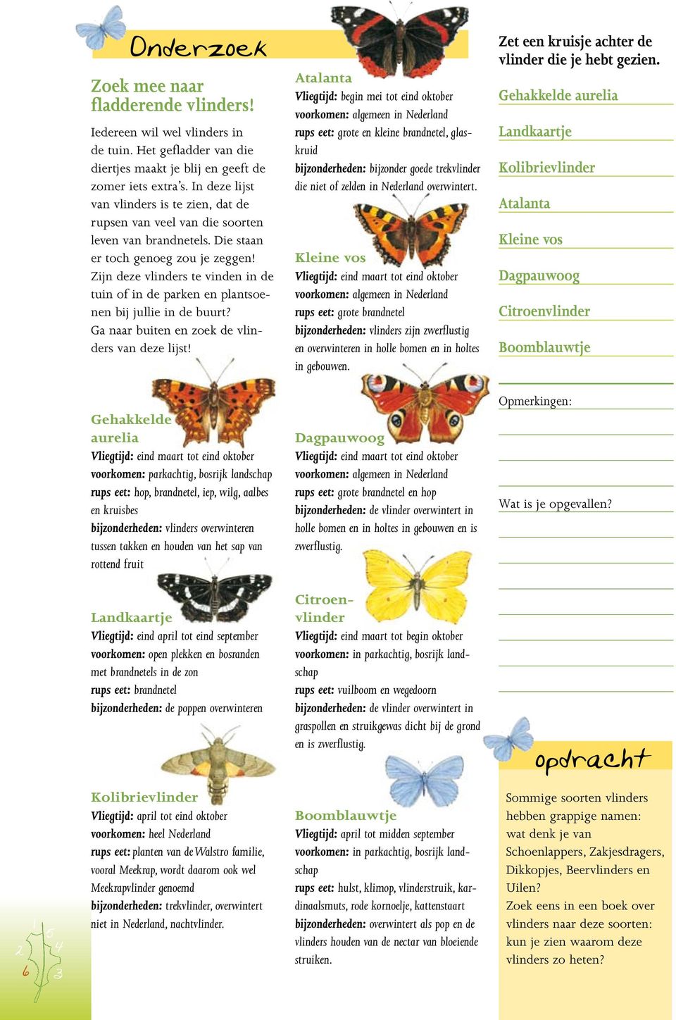 Zijn deze vlinders te vinden in de tuin of in de parken en plantsoenen bij jullie in de buurt? Ga naar buiten en zoek de vlinders van deze lijst!