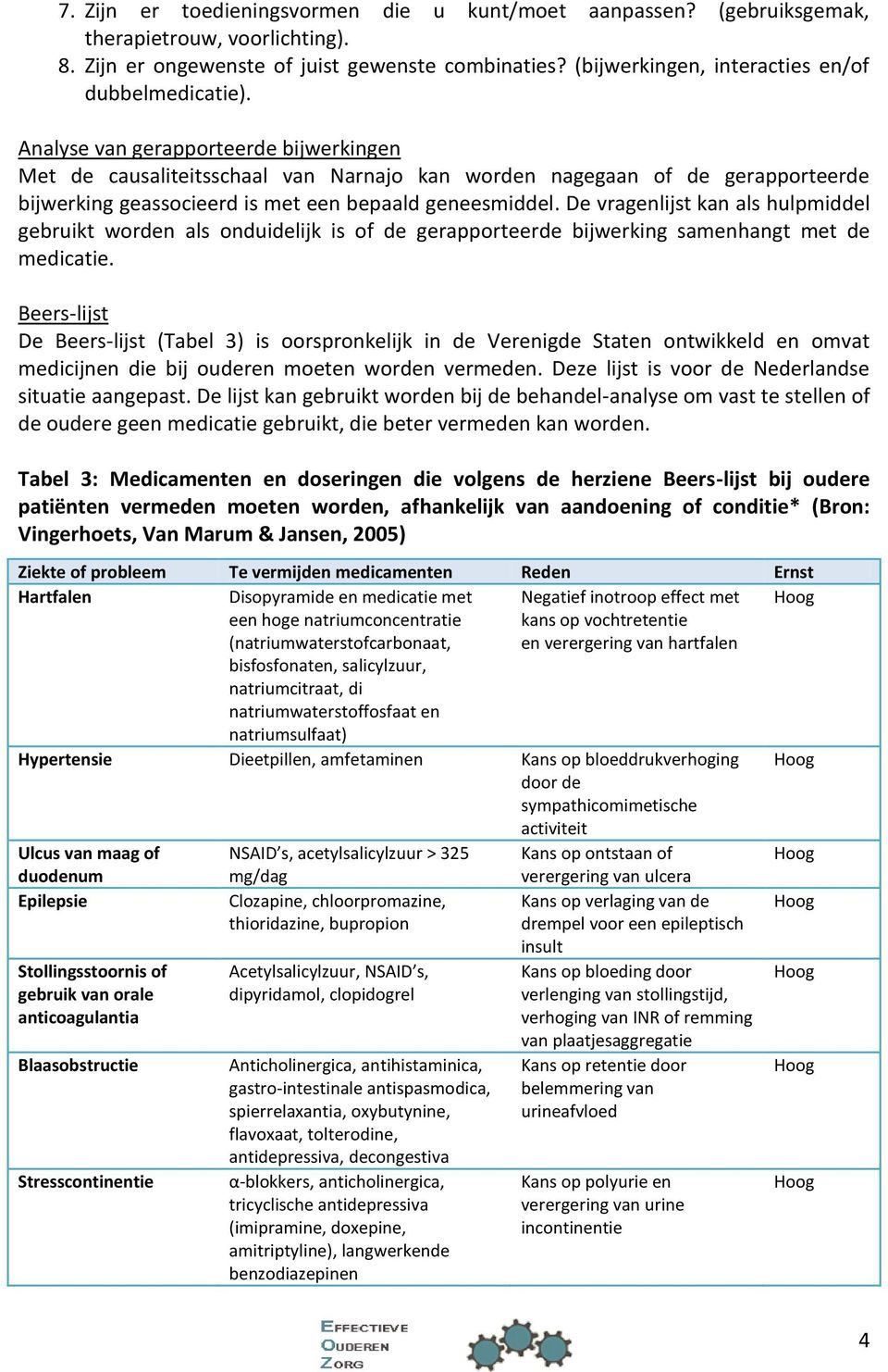 Analyse van gerapporteerde bijwerkingen Met de causaliteitsschaal van Narnajo kan worden nagegaan of de gerapporteerde bijwerking geassocieerd is met een bepaald geneesmiddel.