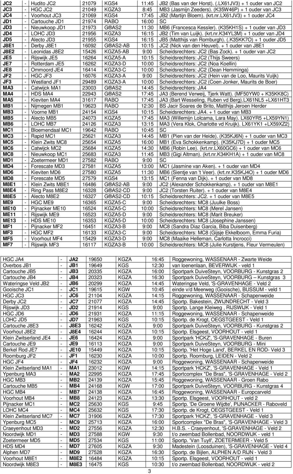 lx61jv3) + 1 ouder JC4 JD1 - Cartouche JD1 21974 RABO 16:00 SC JD3 - Nieuwkoop JD1 21973 G AS2 11:30 MB6 (Francesca Kessler).