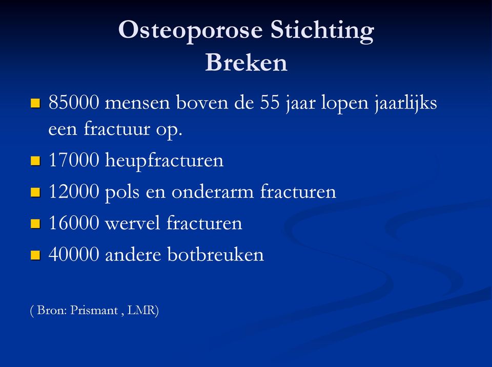 17000 heupfracturen 12000 pols en onderarm fracturen