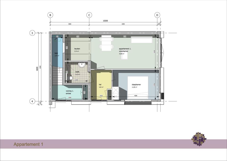 4,12 m² appartement 1.