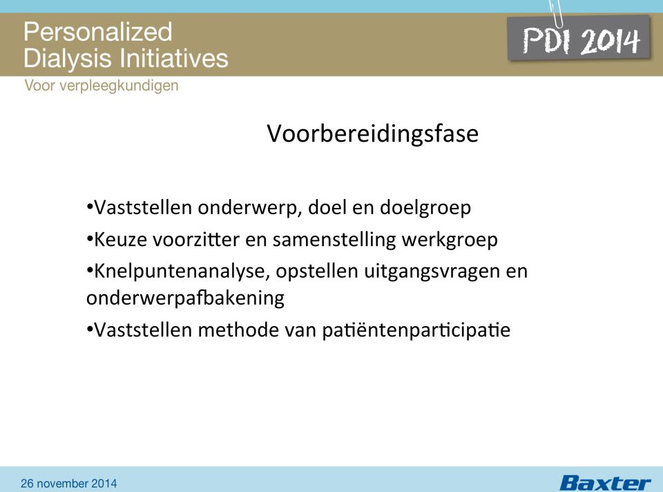 Knelpuntenanalyse, opstellen uitgangsvragen en