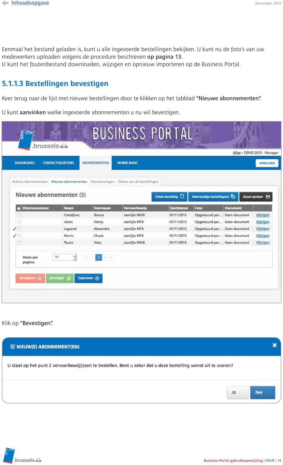 U kunt het foutenbestand downloaden, wijzigen en opnieuw importeren op de Business Portal. 5.1.