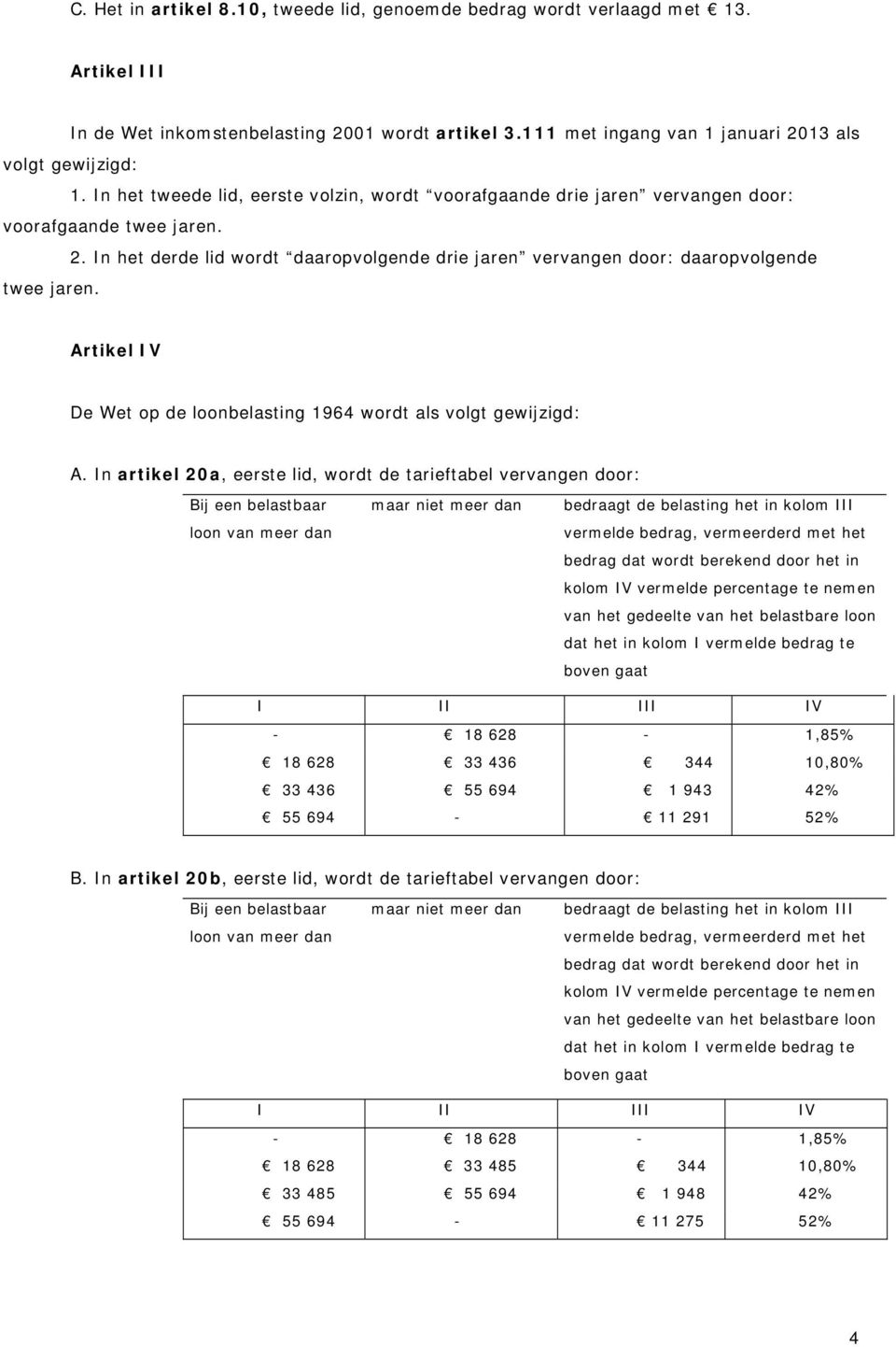 Artikel IV De Wet op de loonbelasting 1964 wordt als volgt gewijzigd: A.