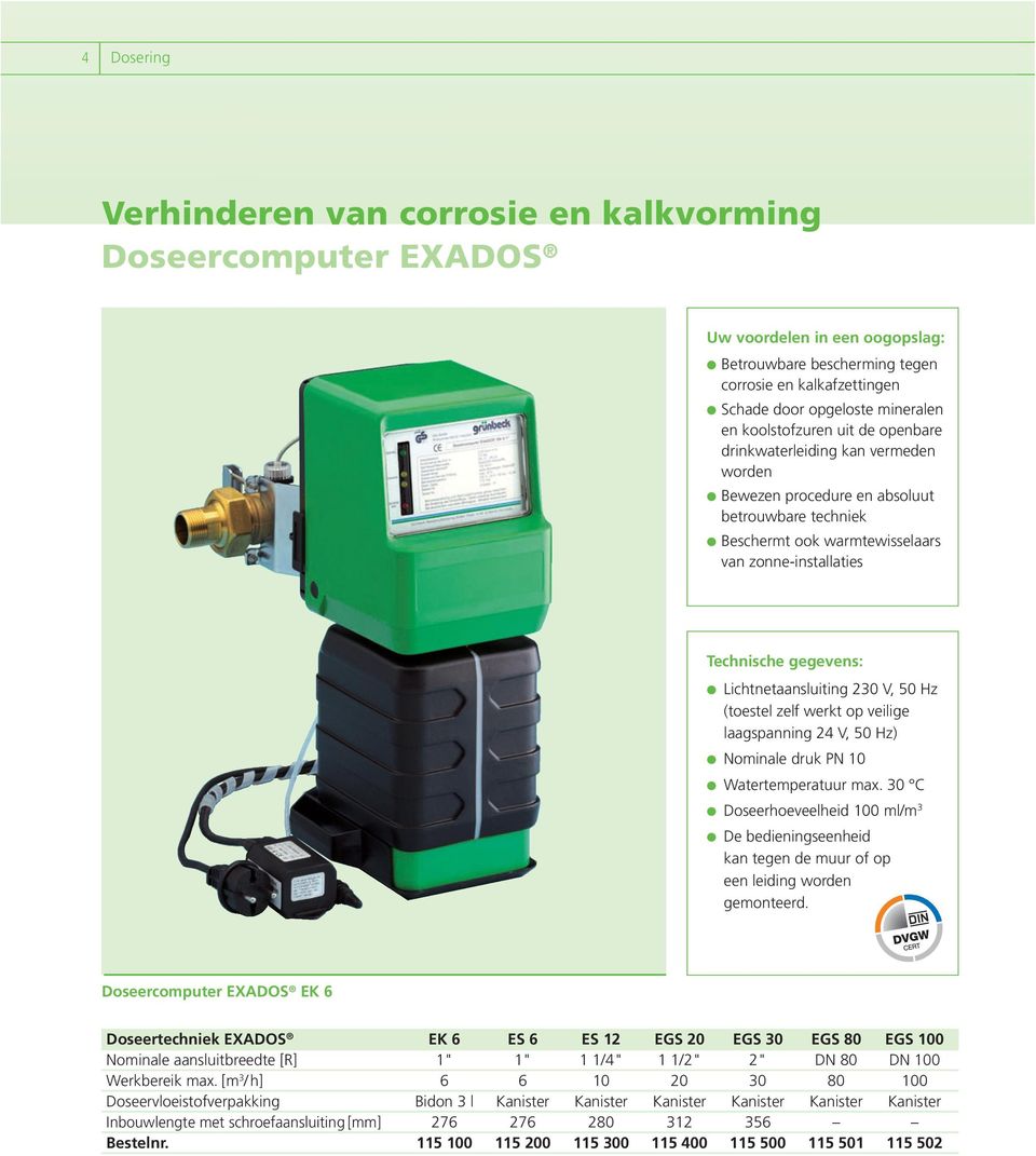 Lichtnetaansluiting 230 V, 50 Hz (toestel zelf werkt op veilige laagspanning 24 V, 50 Hz) Nominale druk PN 10 Watertemperatuur max.