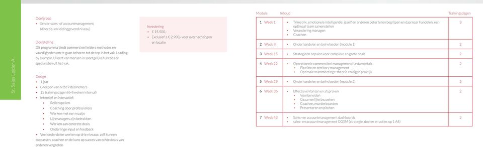 top in het vak. Leading by example. U leert van mensen in soortgelijke functies en specialisten uit het vak.